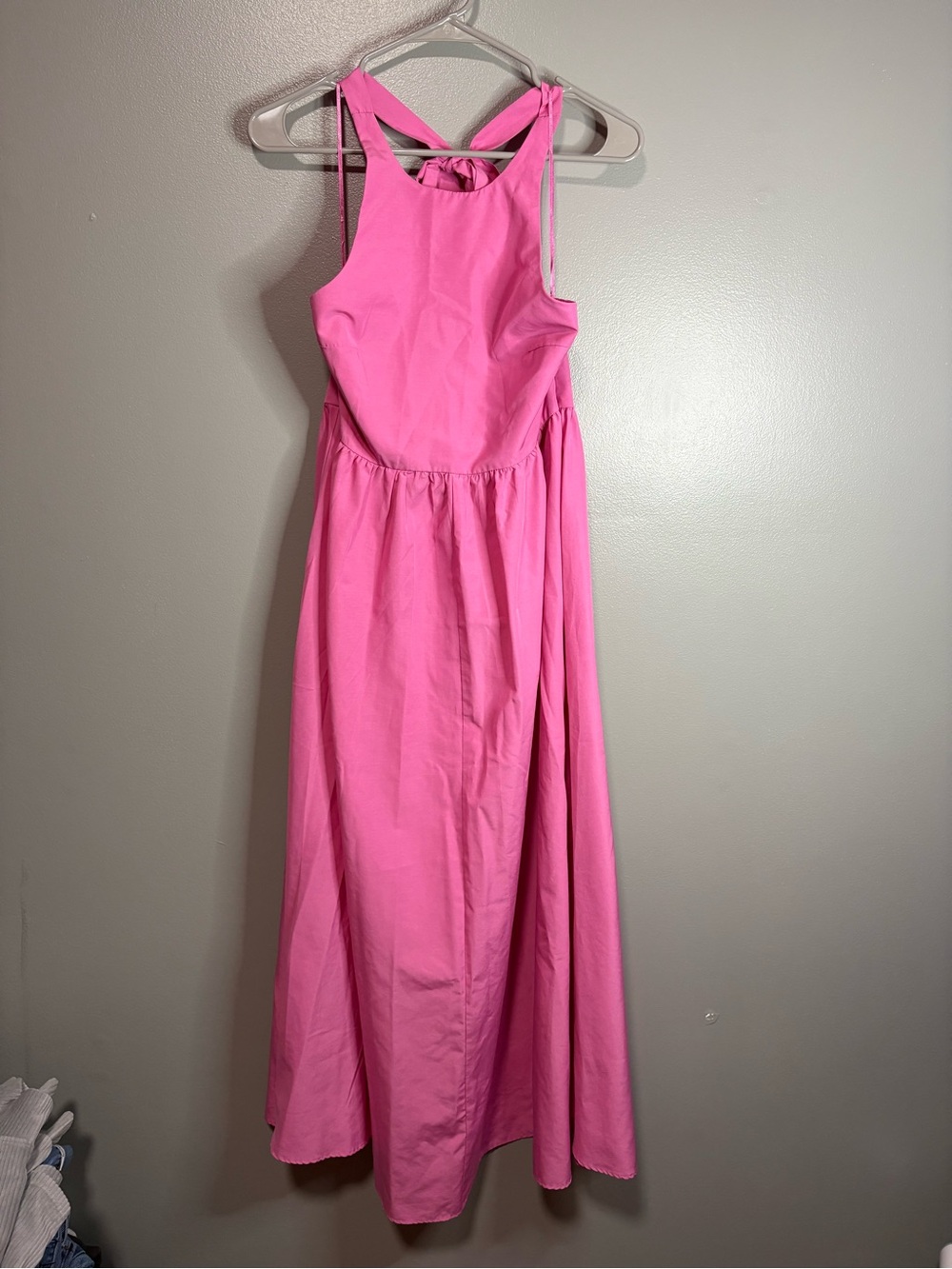 Zara Hot Pink Open-Back Midi Dress – Size Medium
